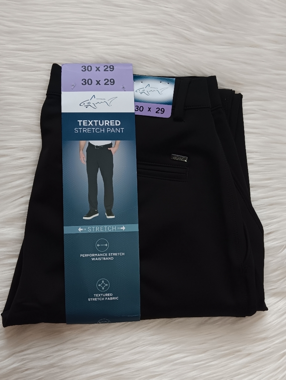 NWT GREG NORMAN Men’s Textured Stretch Dress Pants Black Sz 30 x 29